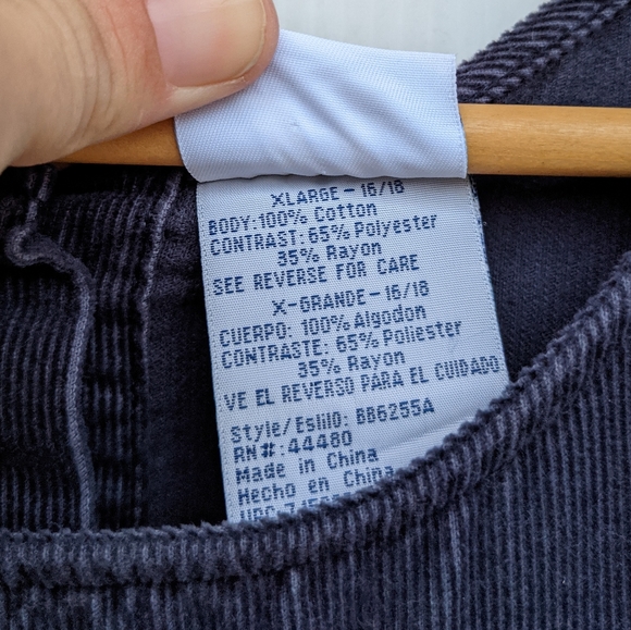 VINTAGE women's navy corduroy and plaid holiday overall pinafore jumper dress - Picture 2 of 10